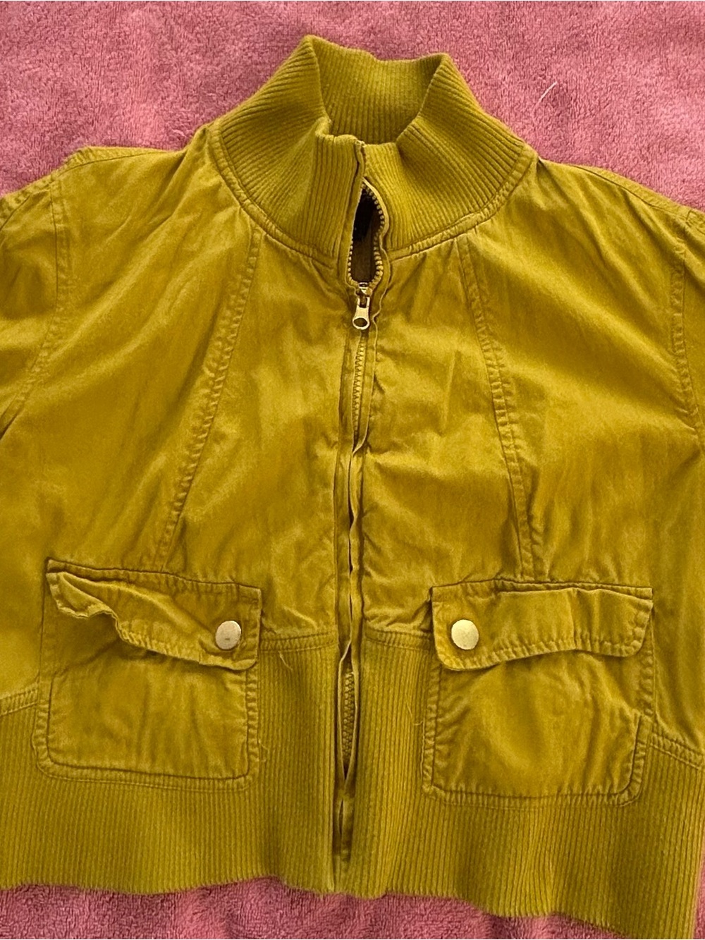 Mustard Green Zip-Front Women's Jacket